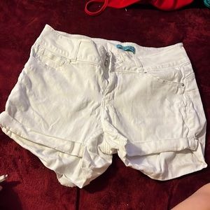 3 button white shorts